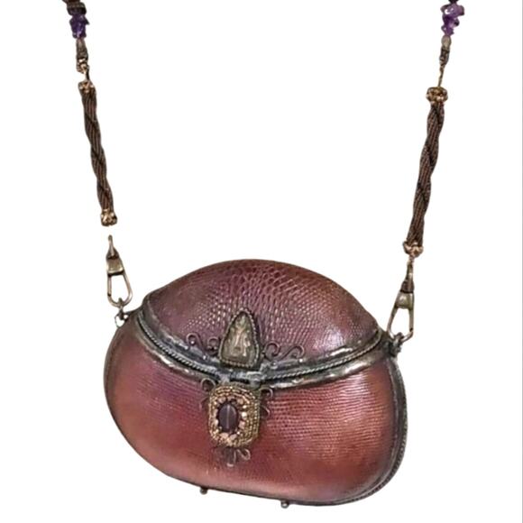 Maya Evangelista Hard Resin Cross Body Bag with Removable‎ Beaded Strap Vintage - Picture 4 of 15